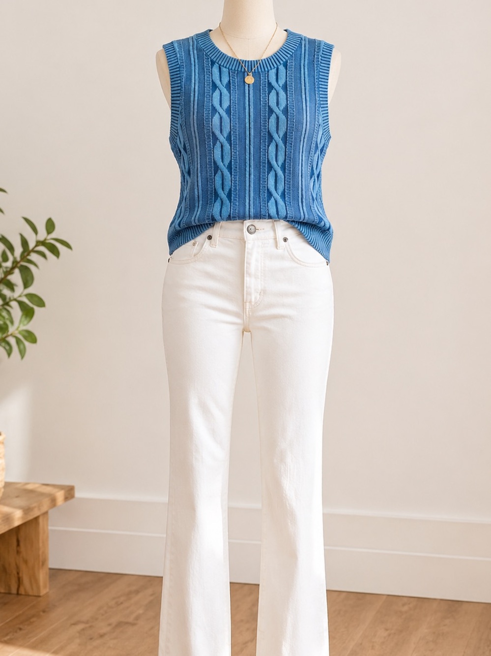 Brooks Brothers Blue Knit Sweater Top Vest